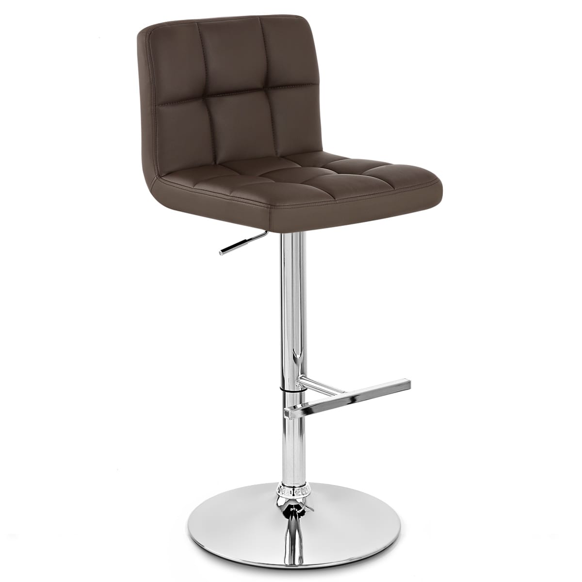 Sgabello Ecopelle Cromato - Grid Marrone