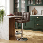 Sgabello Ecopelle Cromato - Grid Marrone