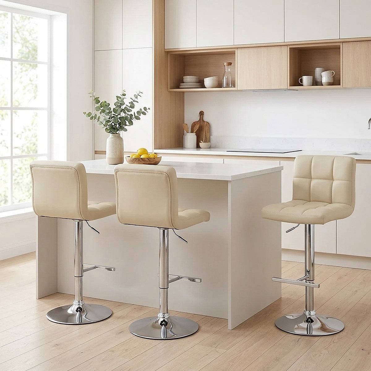 Sgabello Ecopelle Cromato - Grid Offerta Speciale Crema