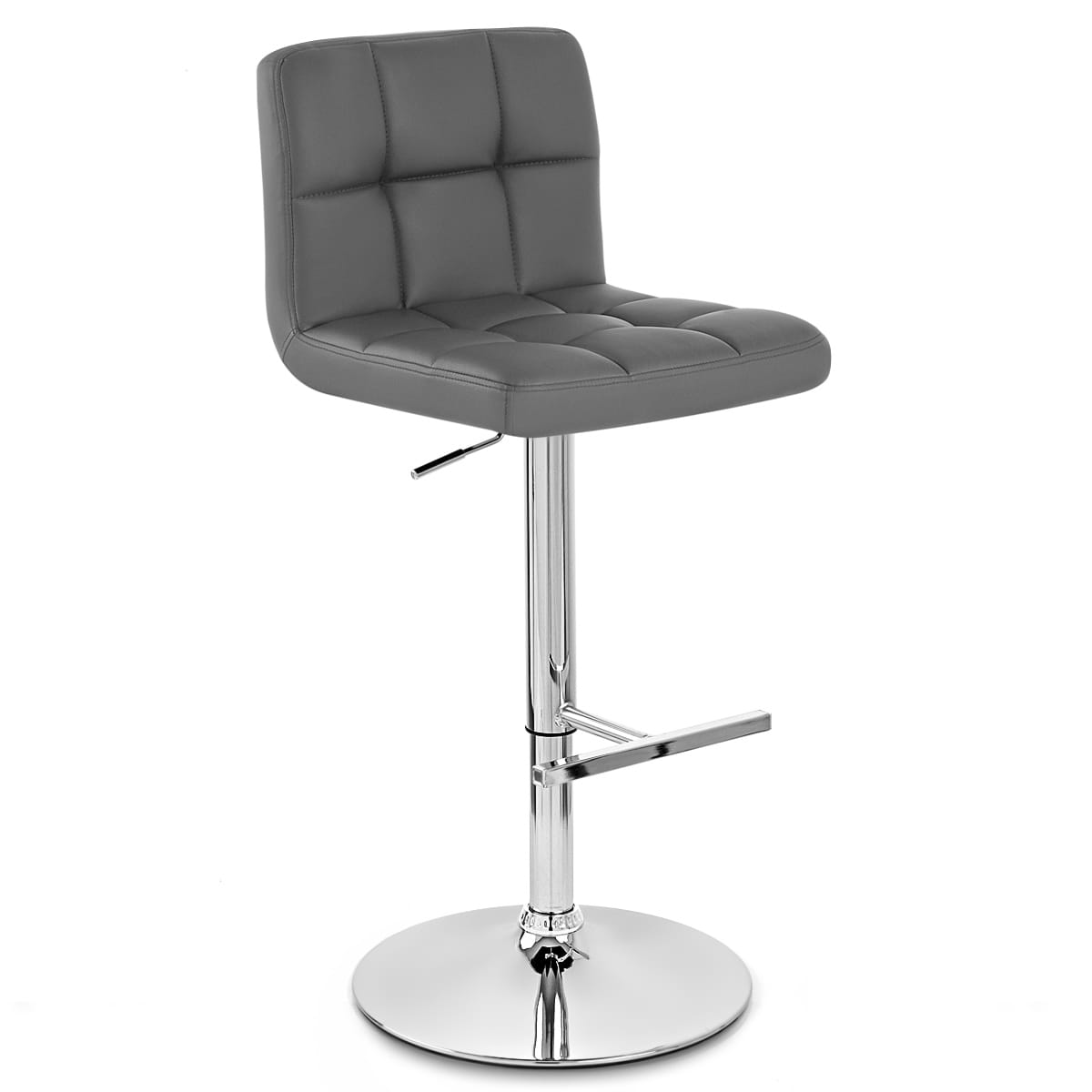 Sgabello Ecopelle Cromato - Grid Grigio