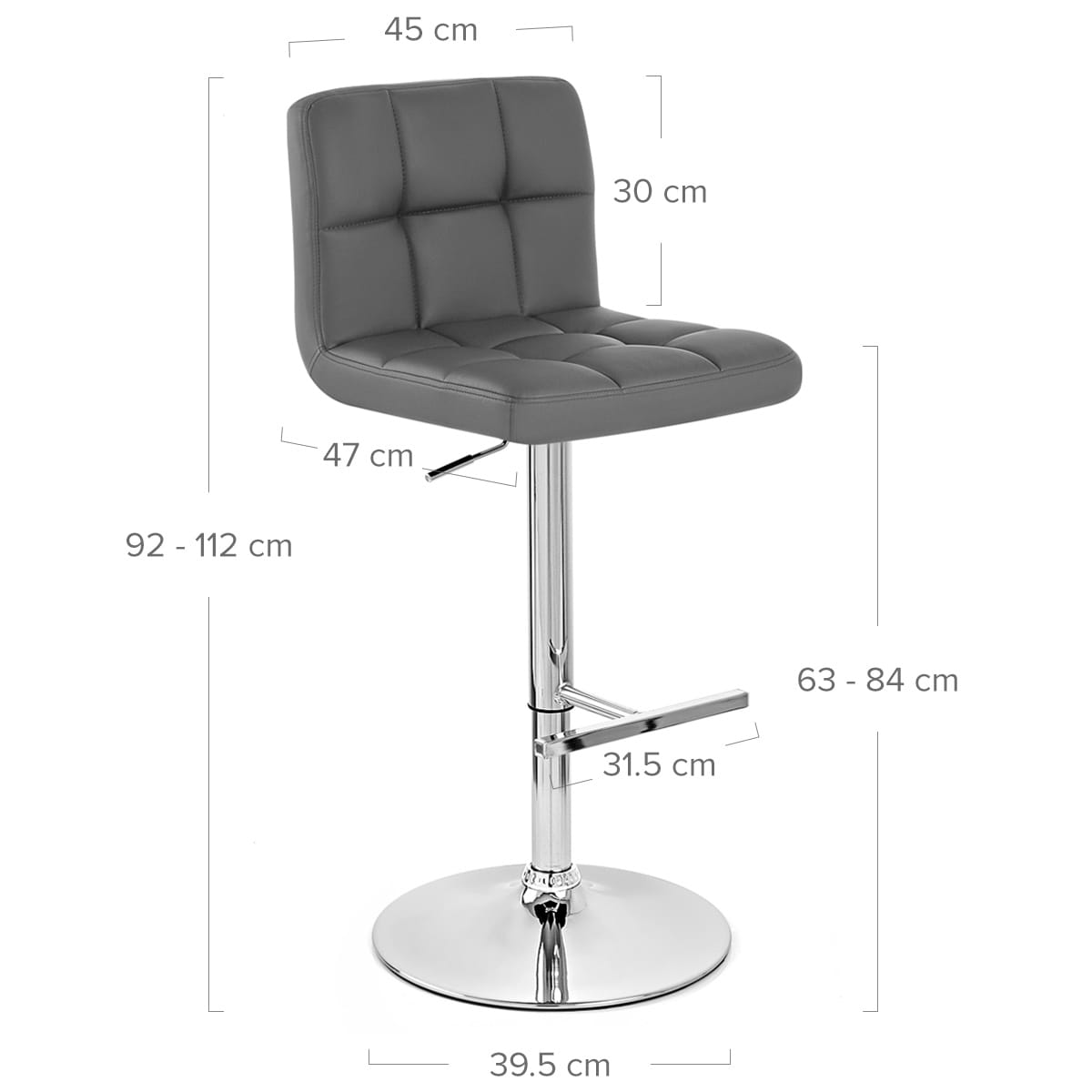 Sgabello Ecopelle Cromato - Grid Grigio