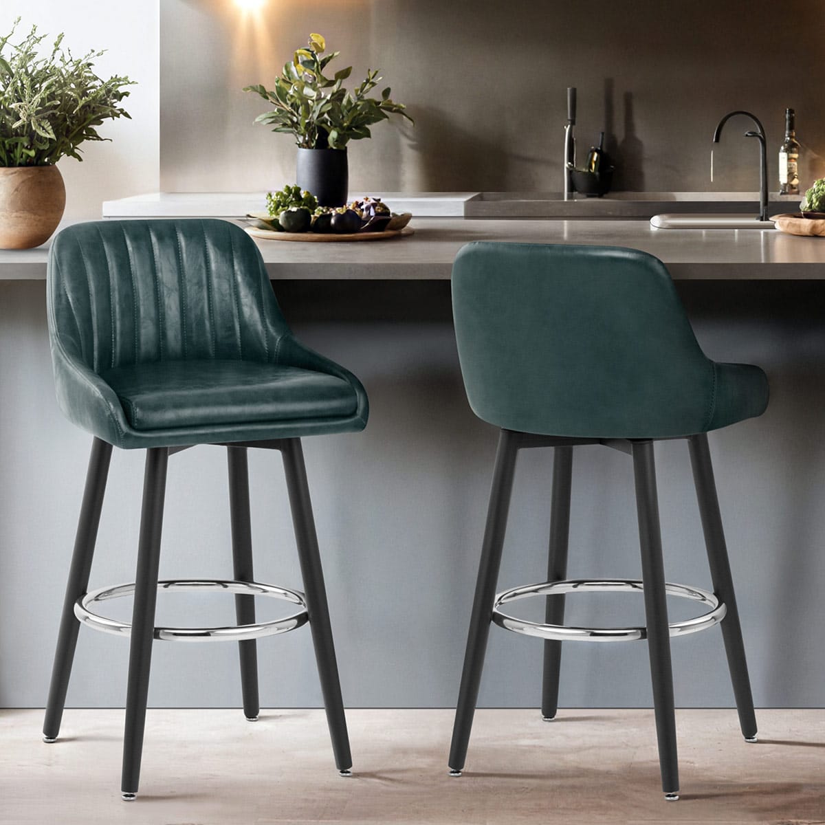Sgabello Ecopelle Antica Legno - Hamilton Verde