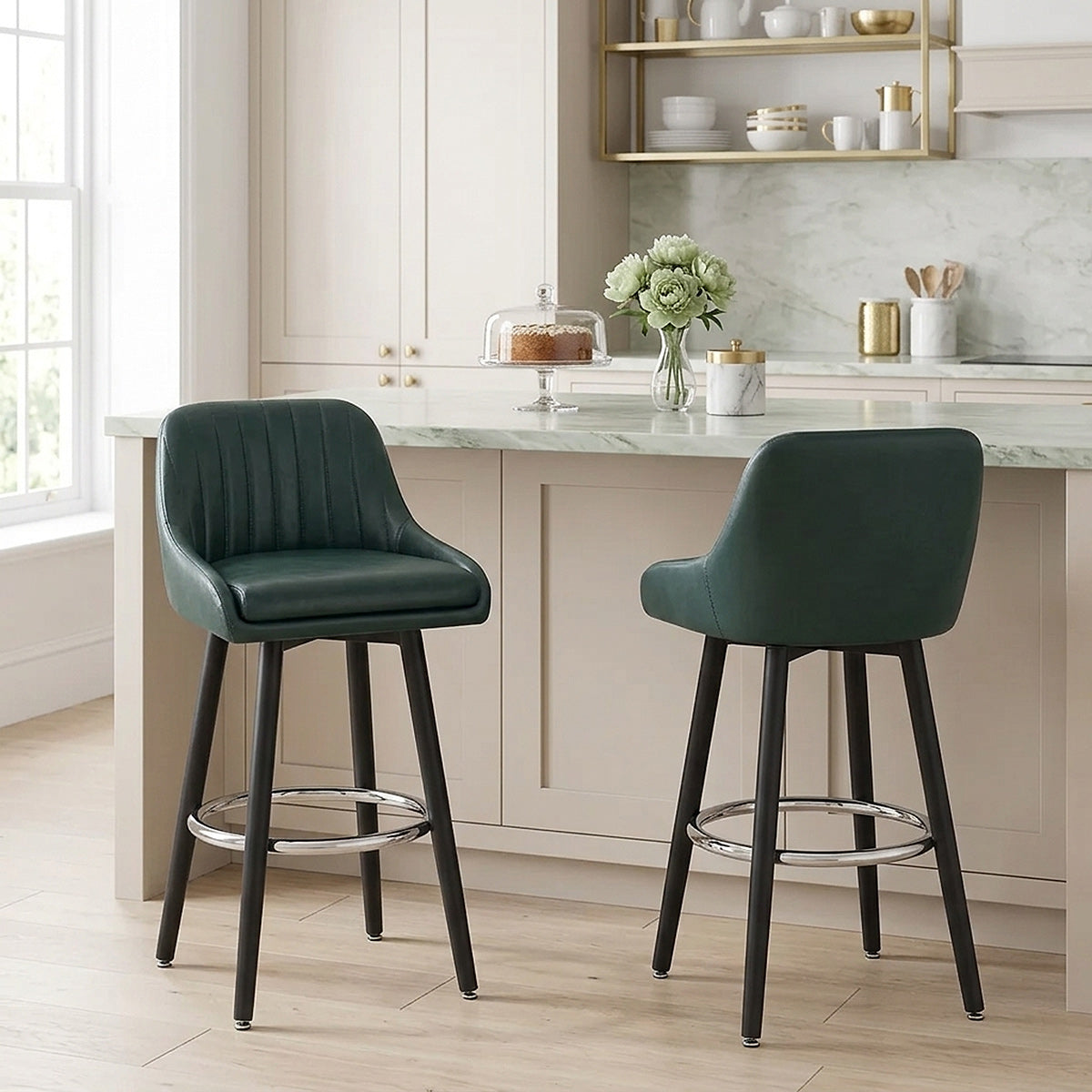 Sgabello Ecopelle Antica Legno - Hamilton Verde