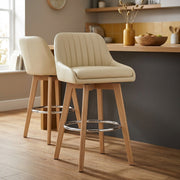 Sgabello Vera Pelle Quercia - Hamilton Crema