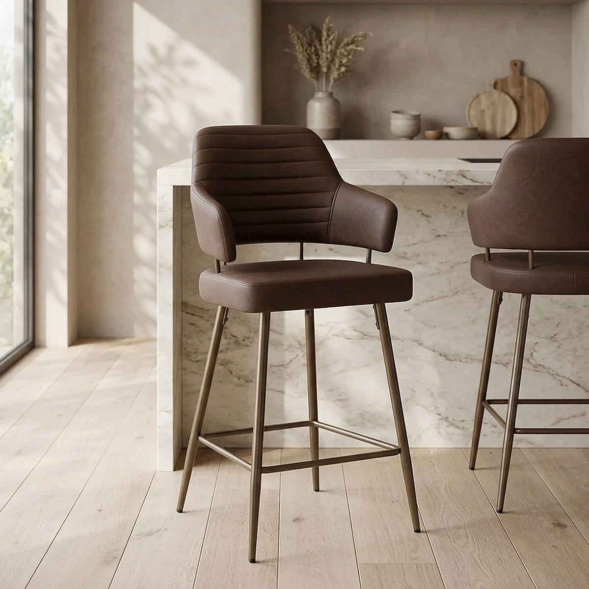 Sgabello Ecopelle Bronzo - Hampton Marrone