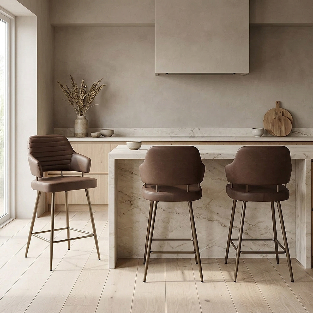 Sgabello Ecopelle Bronzo - Hampton Marrone
