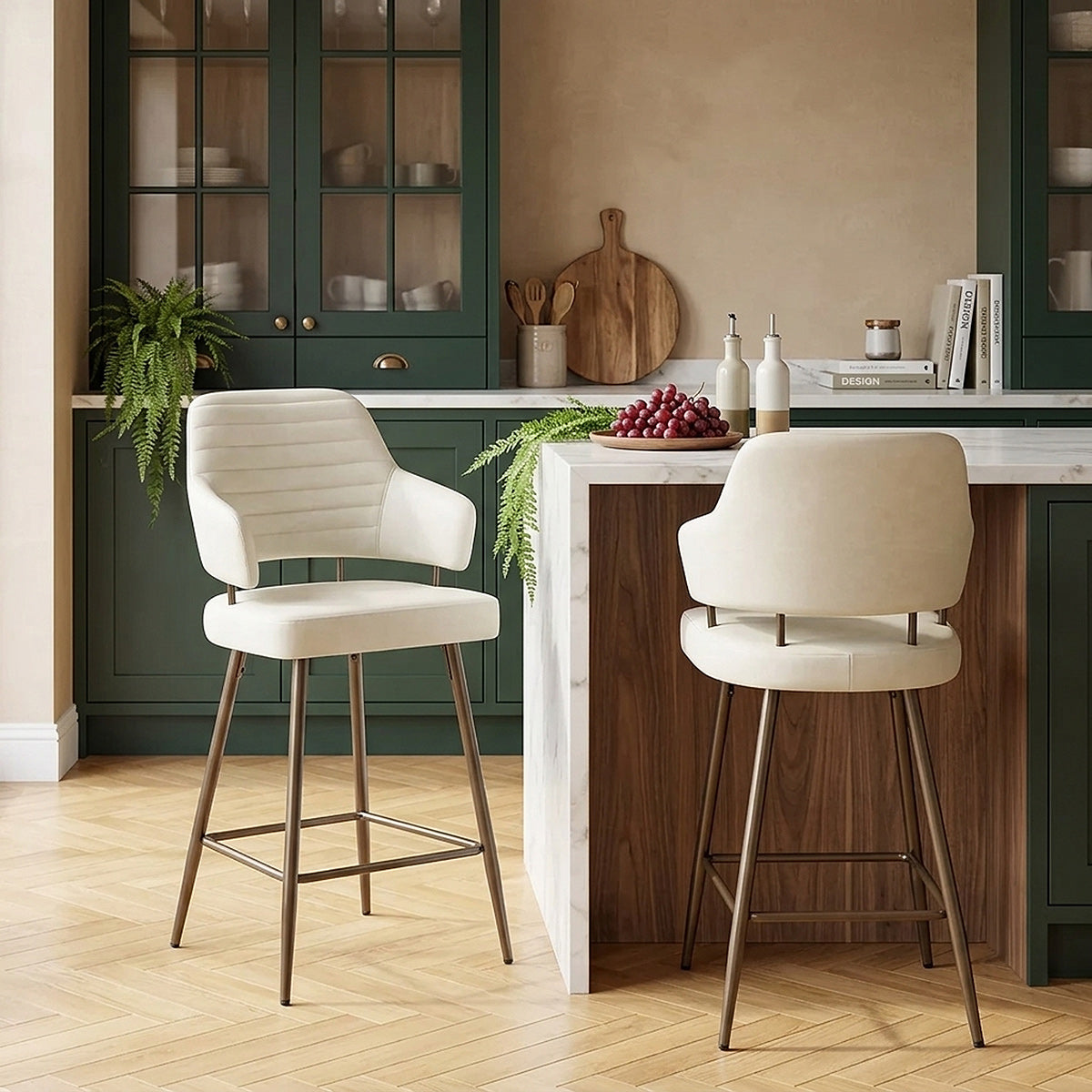 Sgabello Ecopelle Bronzo - Hampton Crema
