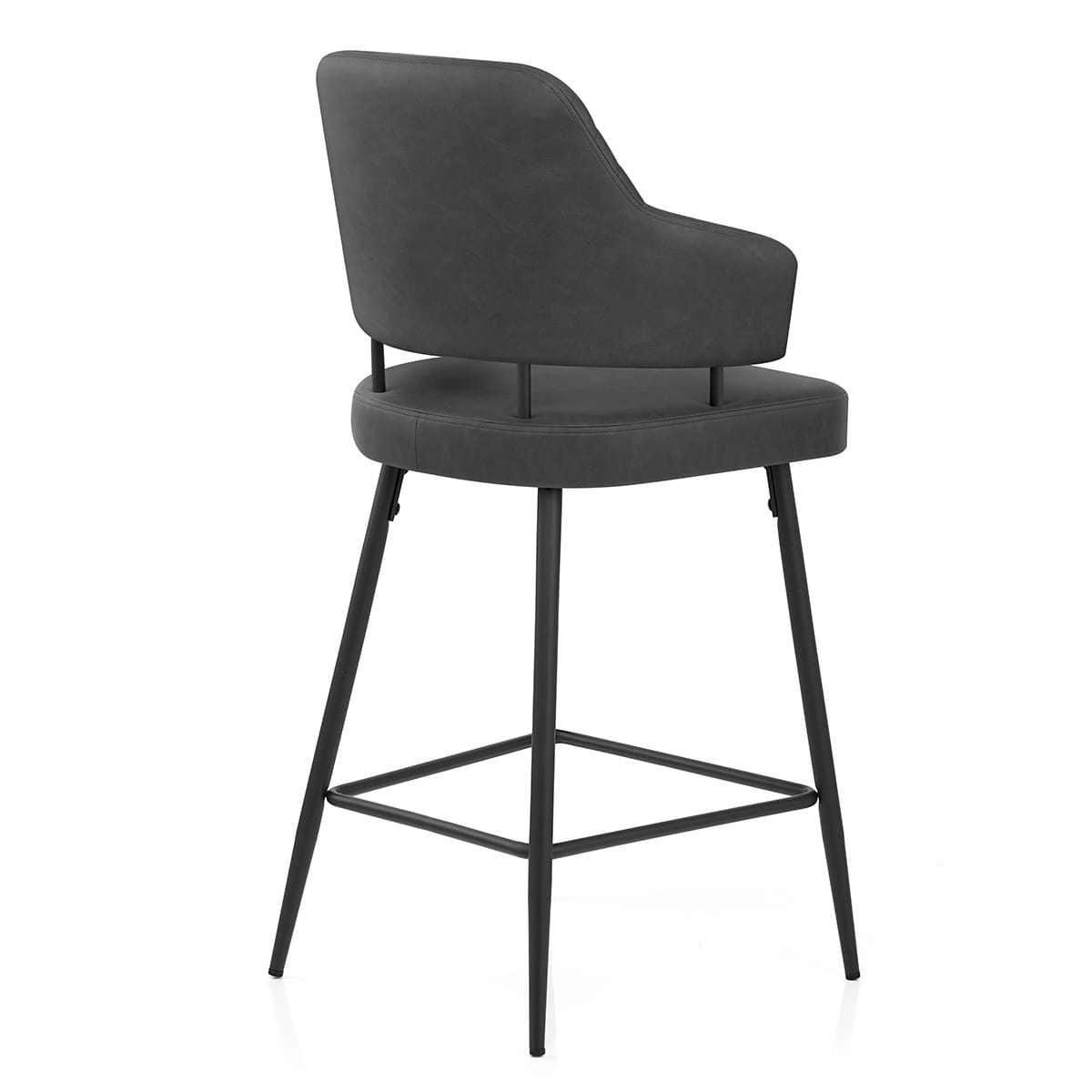 Sgabello Ecopelle Metallo - Hampton Antracite