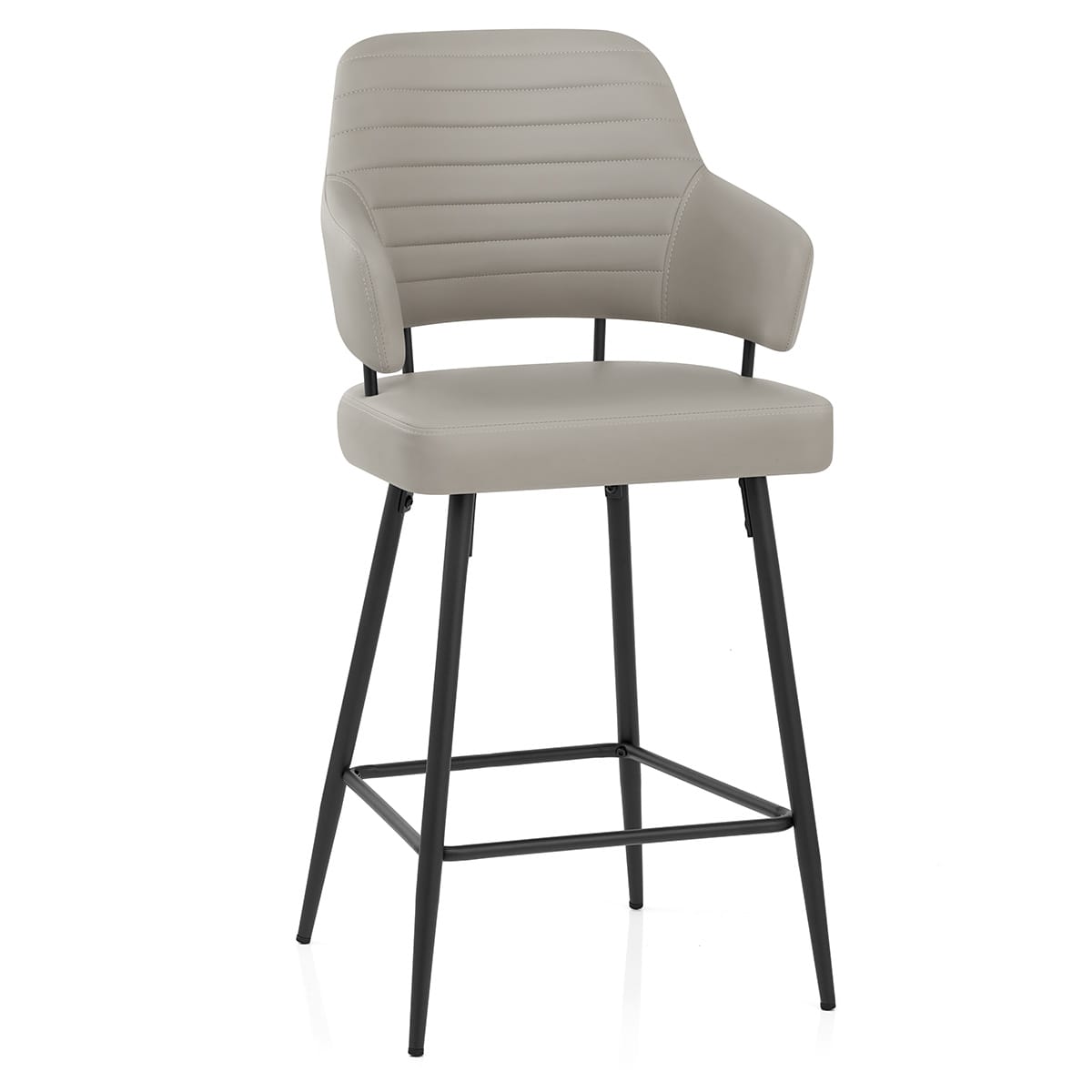 Sgabello Ecopelle Metallo - Hampton Grigio Chiaro