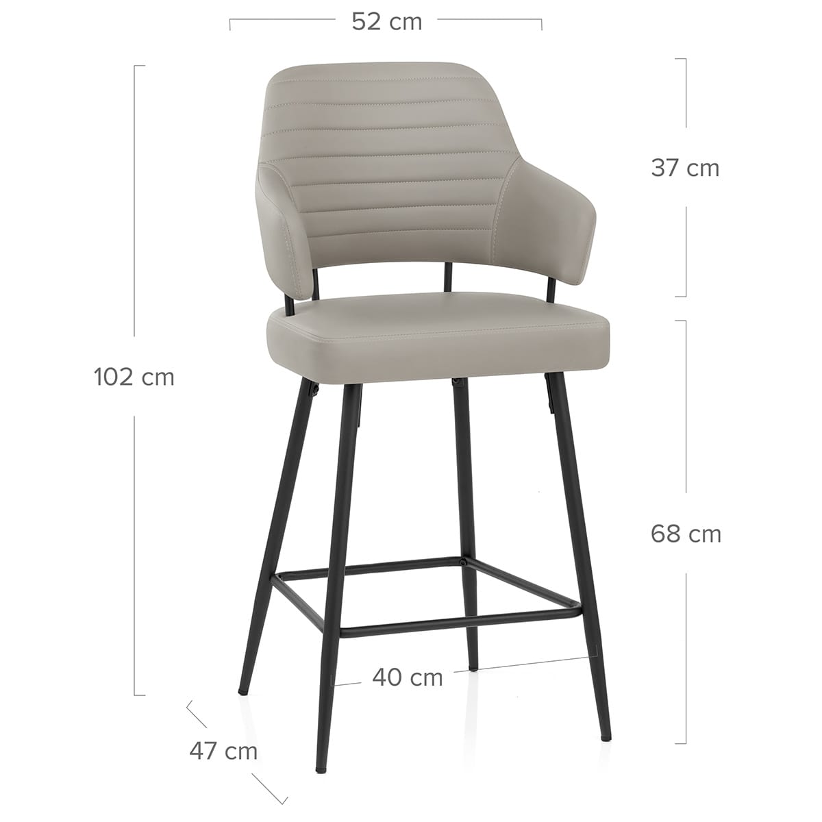 Sgabello Ecopelle Metallo - Hampton Grigio Chiaro