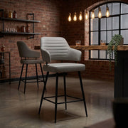 Sgabello Ecopelle Metallo - Hampton Grigio Chiaro