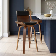 Sgabello Legno Ecopelle - Harper Nero