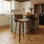 Sgabello Legno Ecopelle - Harper Crema