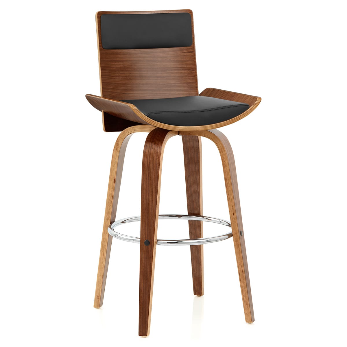 Sgabello Legno Ecopelle - Harper Nero