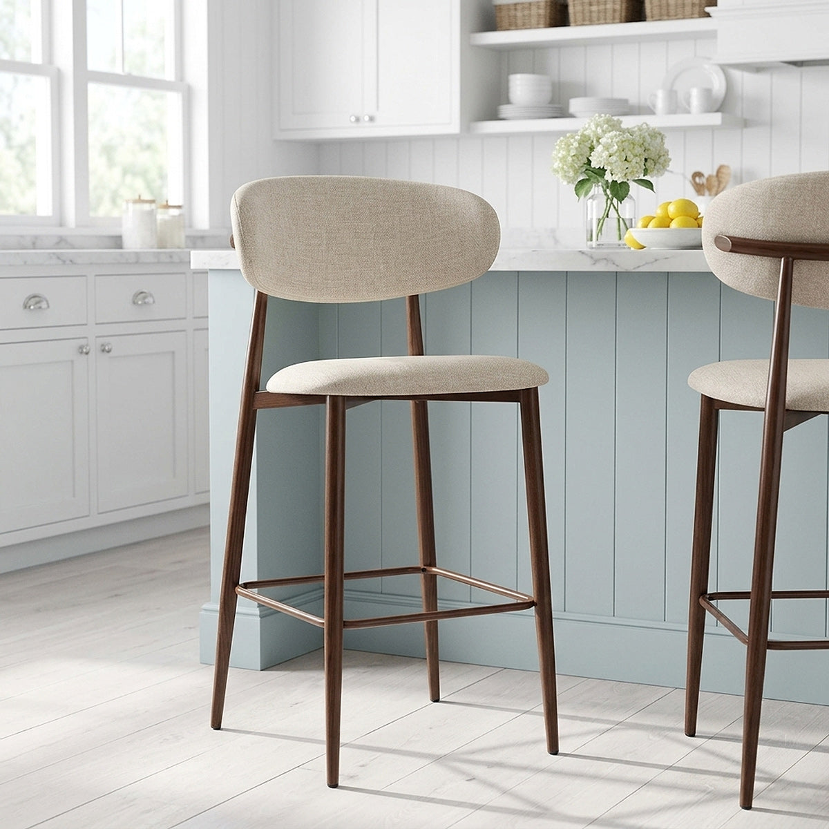 Sgabello Tessuto Noce - Harrow Crema