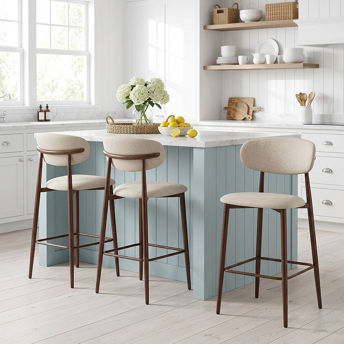 Sgabello Tessuto Noce - Harrow Crema
