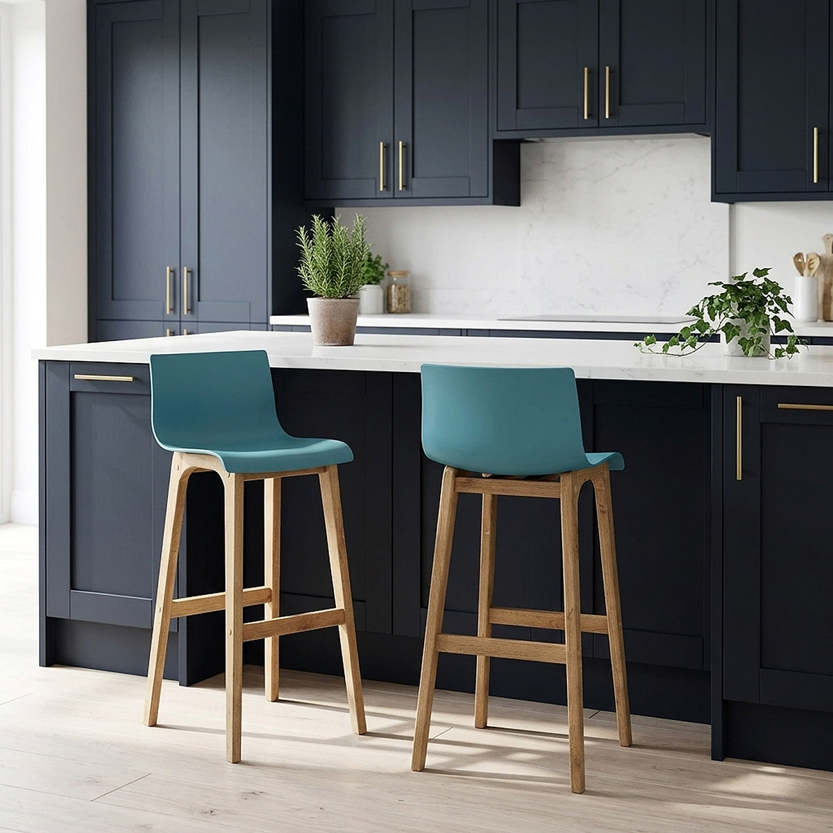 Sgabello Resina Legno - Drift Alto Blu