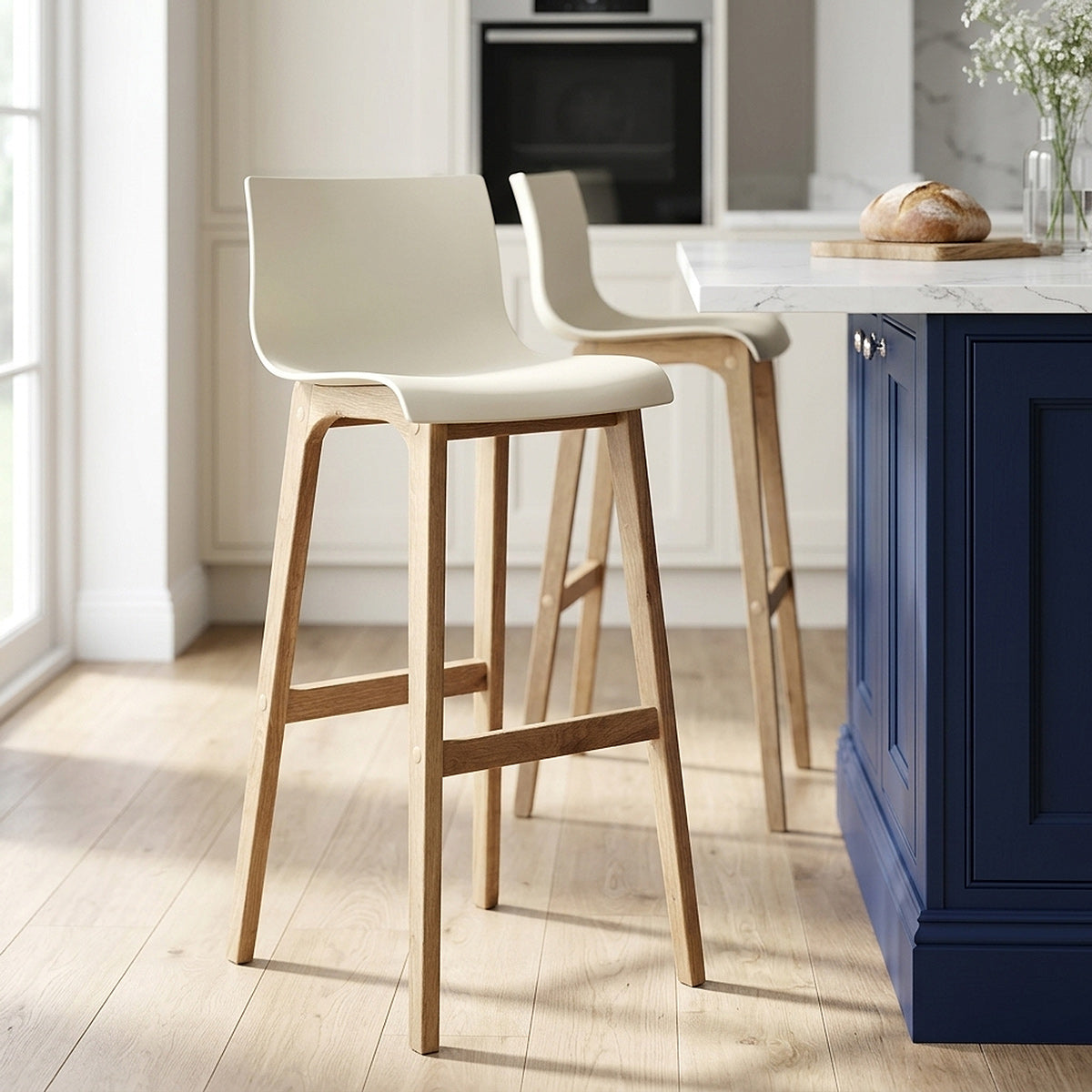 Sgabello Resina Legno - Drift Alto Crema