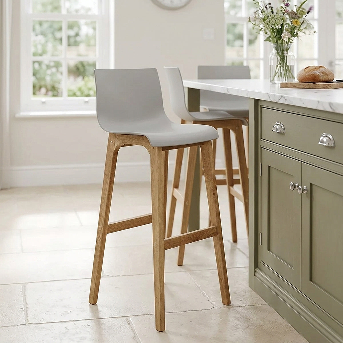 Sgabello Resina Legno - Drift Alto Grigio