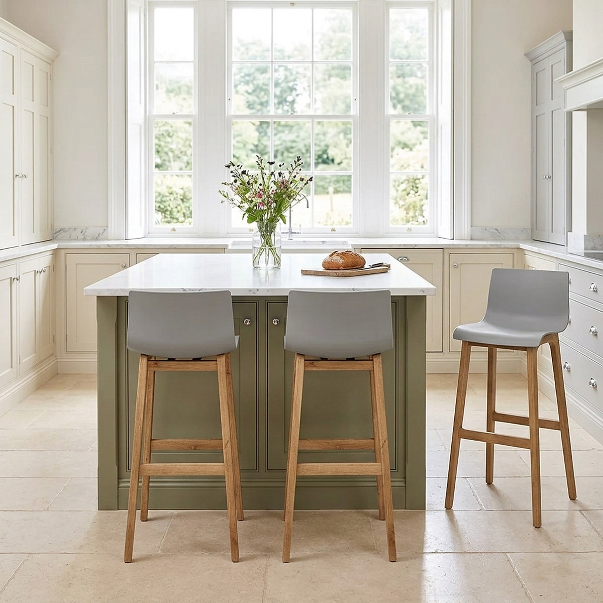 Sgabello Resina Legno - Drift Alto Grigio