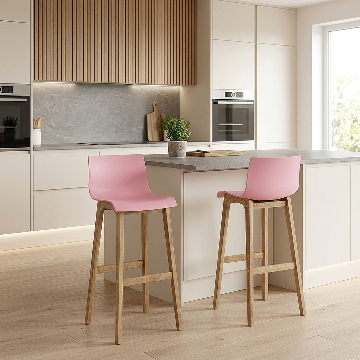 Sgabello Resina Legno - Drift Alto Rosa