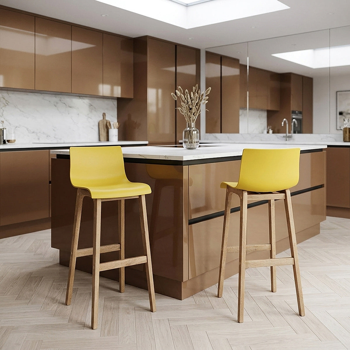 Sgabello Resina Legno - Drift Alto Giallo