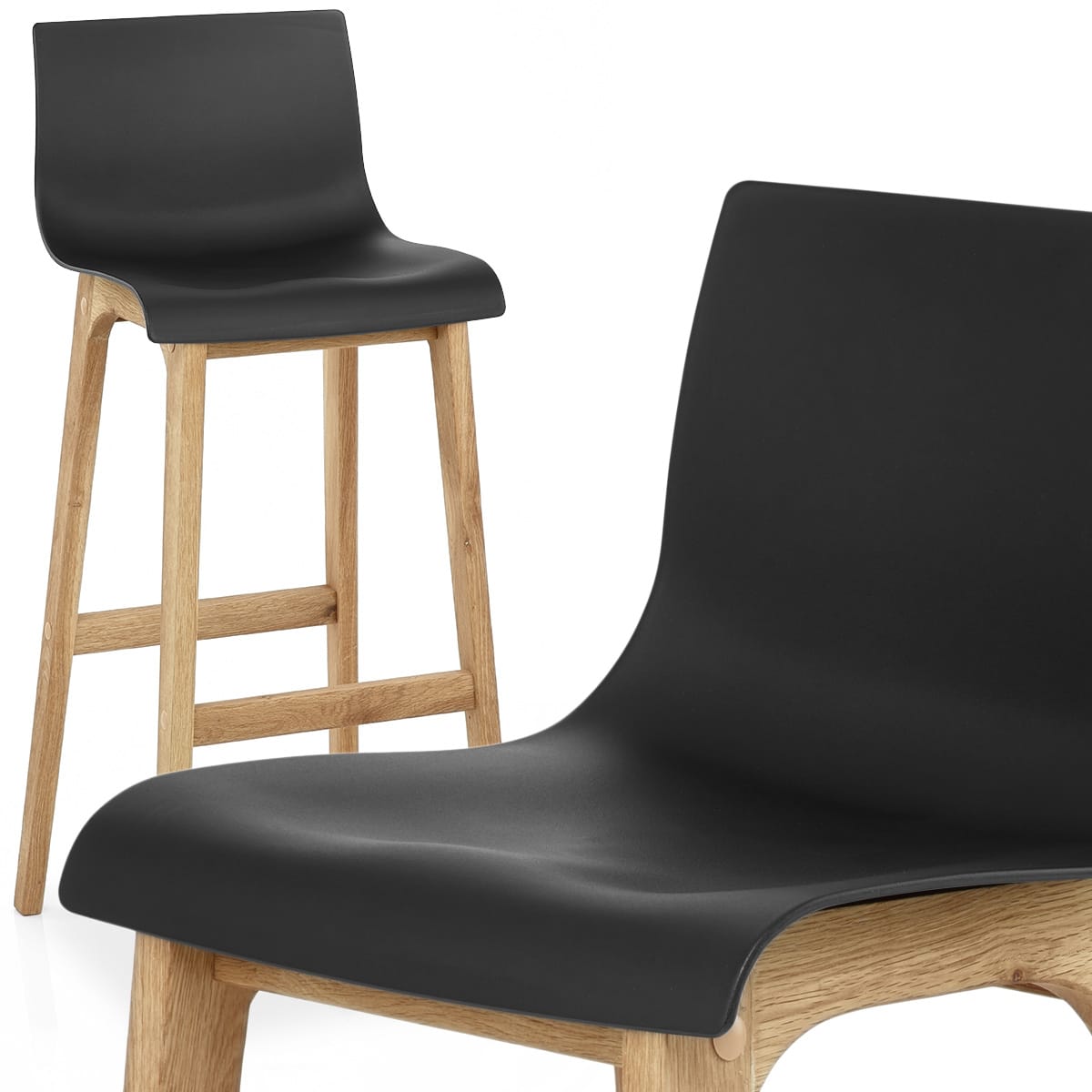 Sgabello Resina Legno - Drift Alto Nero