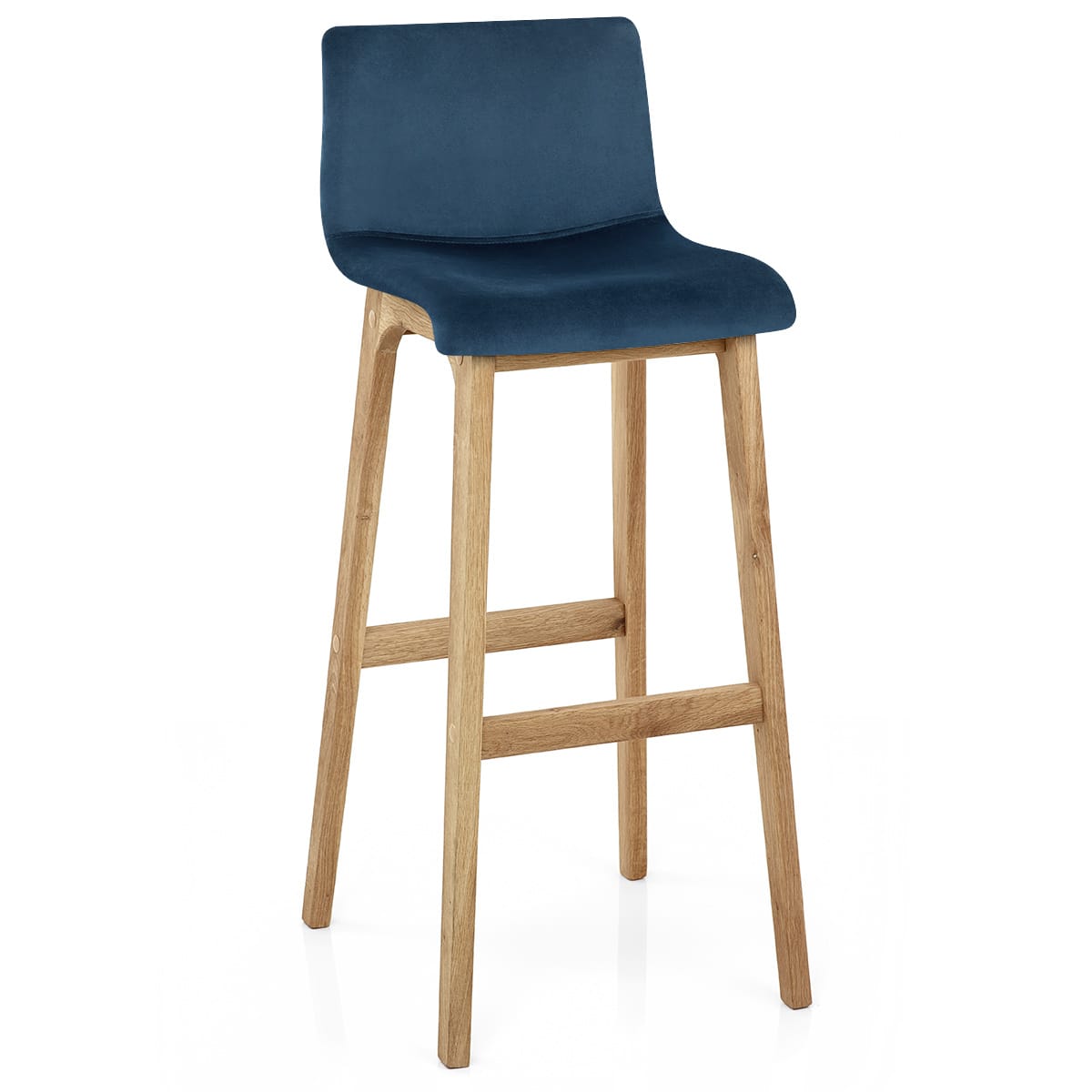 Sgabello Velluto Quercia - Drift Alto Blu