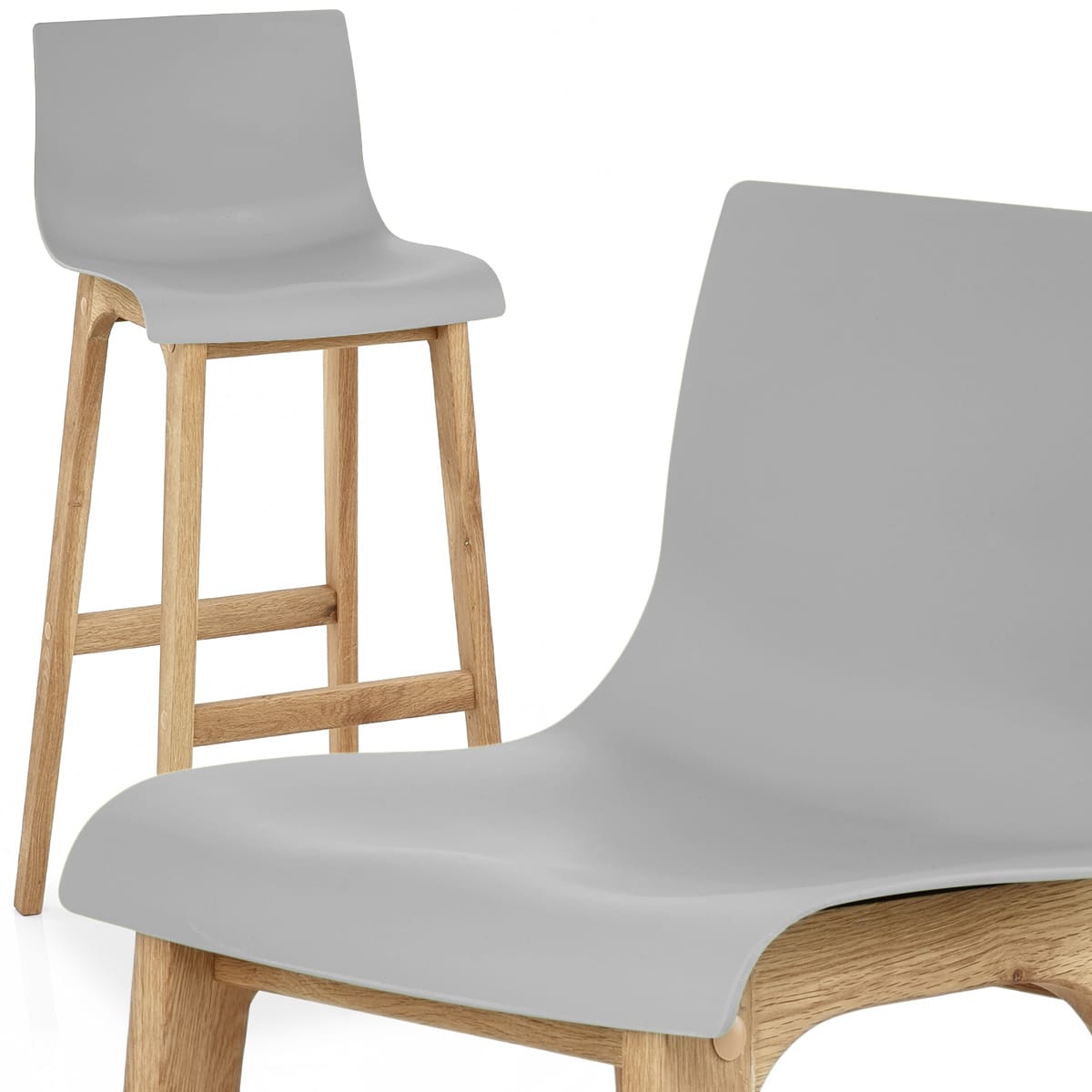 Sgabello Resina Legno - Drift Alto Grigio