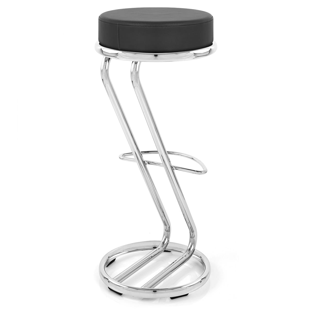 Sgabello Ecopelle Cromato - Haut Zed Nero
