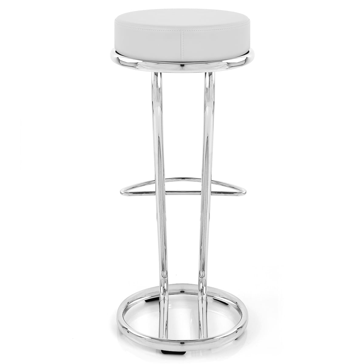 Sgabello Ecopelle Cromato - Haut Zed Bianco