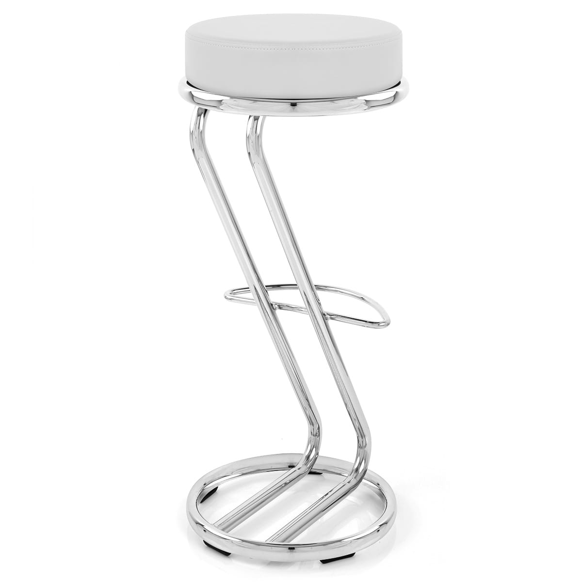 Sgabello Ecopelle Cromato - Haut Zed Bianco