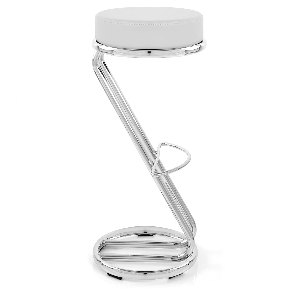 Sgabello Ecopelle Cromato - Haut Zed Bianco