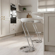 Sgabello Ecopelle Cromato - Haut Zed Bianco