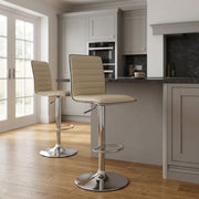 Sgabello Ecopelle Cromato - Hiline Crema