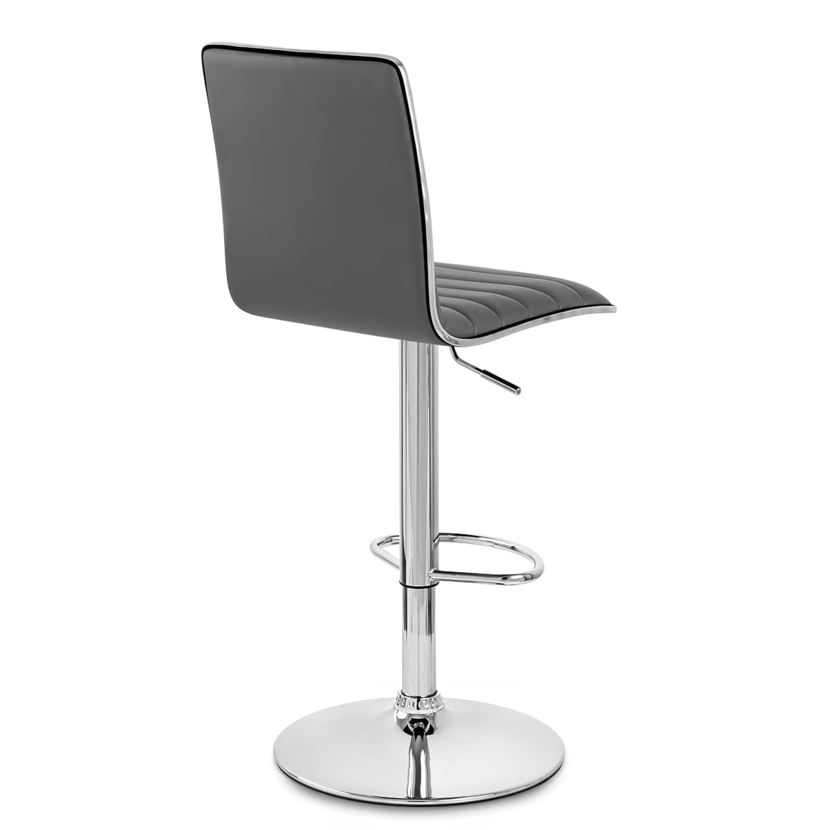Sgabello Ecopelle Cromato - Hiline Grigio