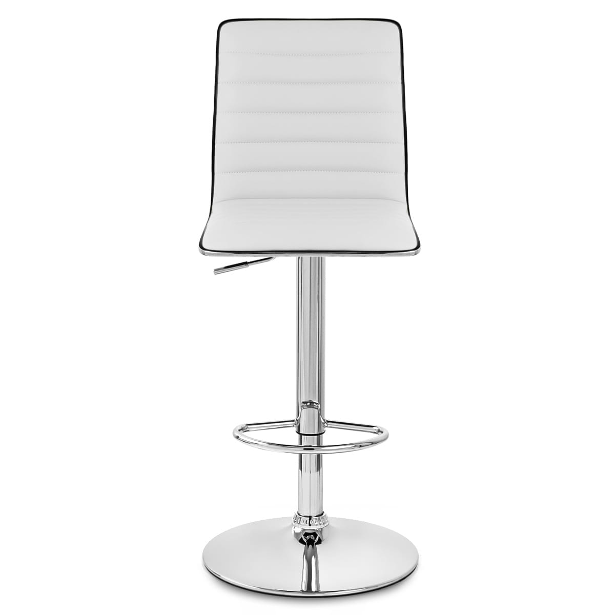 Sgabello Ecopelle Cromato - Hiline Bianco