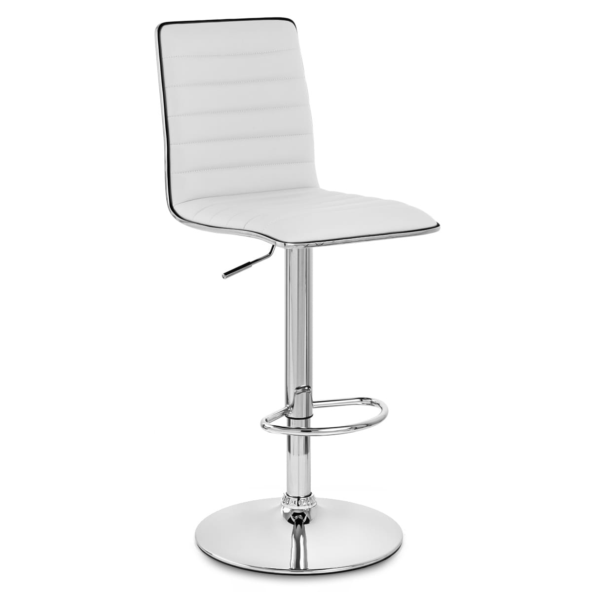 Sgabello Ecopelle Cromato - Hiline Bianco