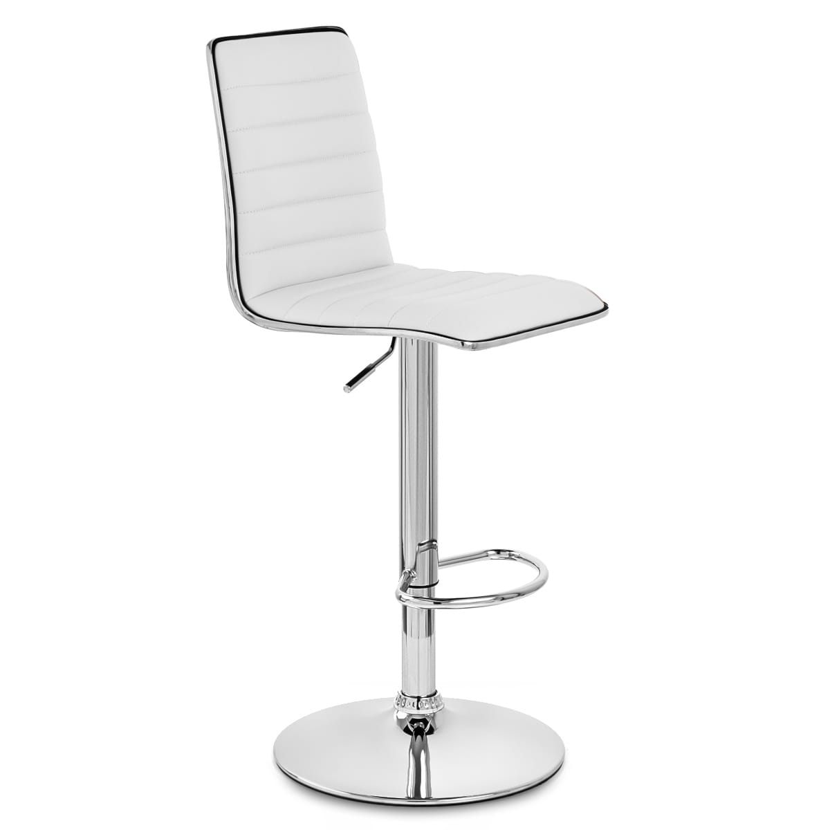 Sgabello Ecopelle Cromato - Hiline Bianco