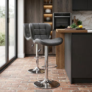 Sgabello Ecopelle Cromato - Houston Grigio