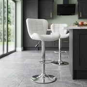 Sgabello Ecopelle Cromato - Houston Bianco
