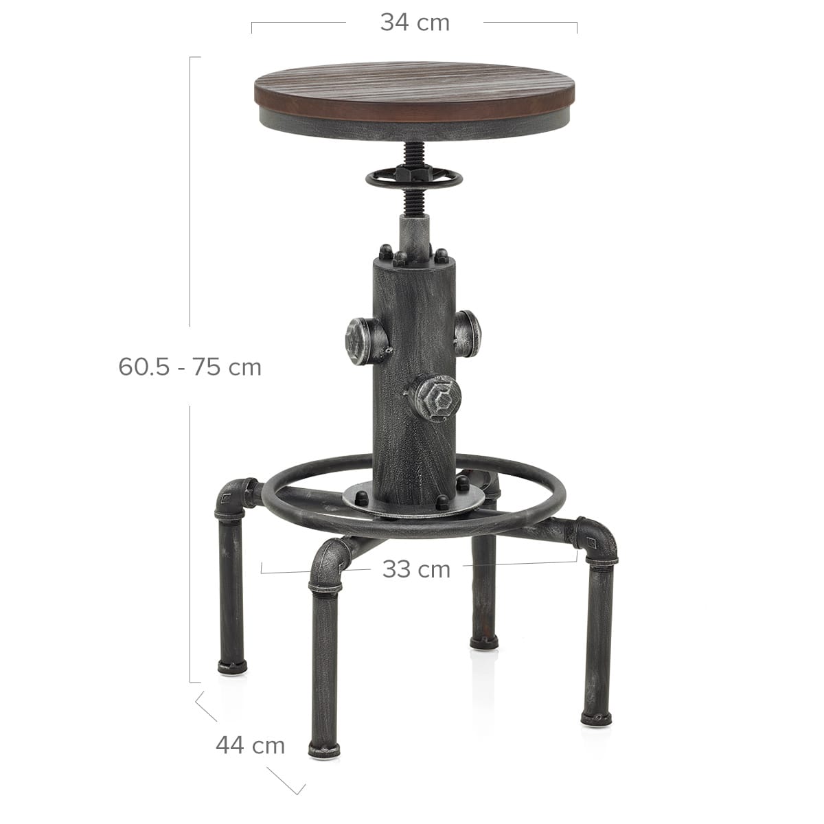 Sgabello Legno Metallo - Hydrant Gunmetal Legno
