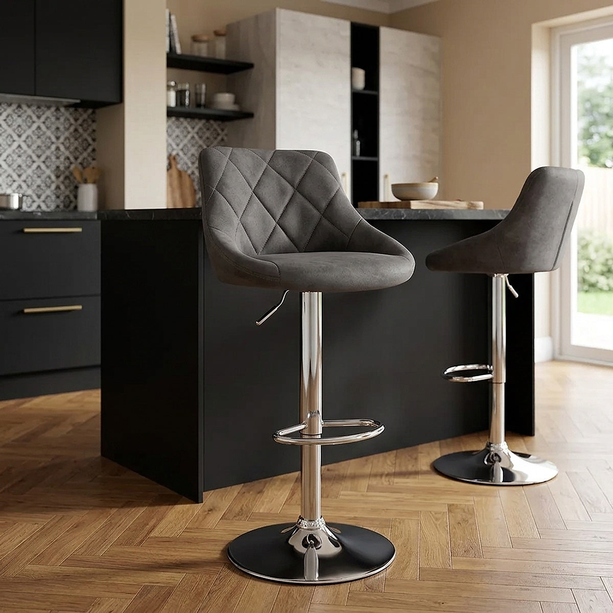 Sgabello Tessuto Anticato - Hype Grigio scuro