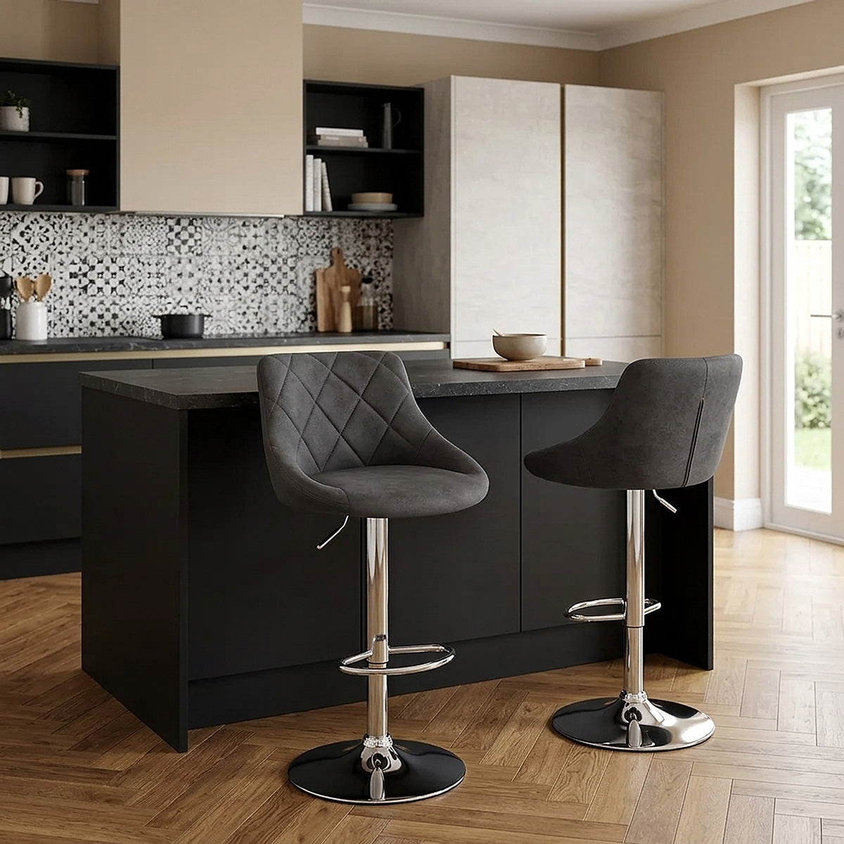 Sgabello Tessuto Anticato - Hype Grigio scuro