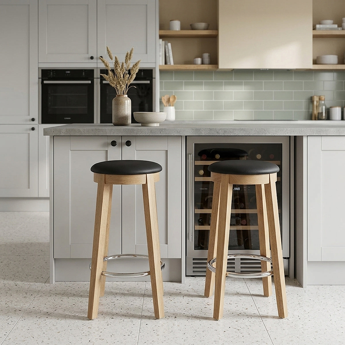 Sgabello Ecopelle Rovere - Ikon Nero