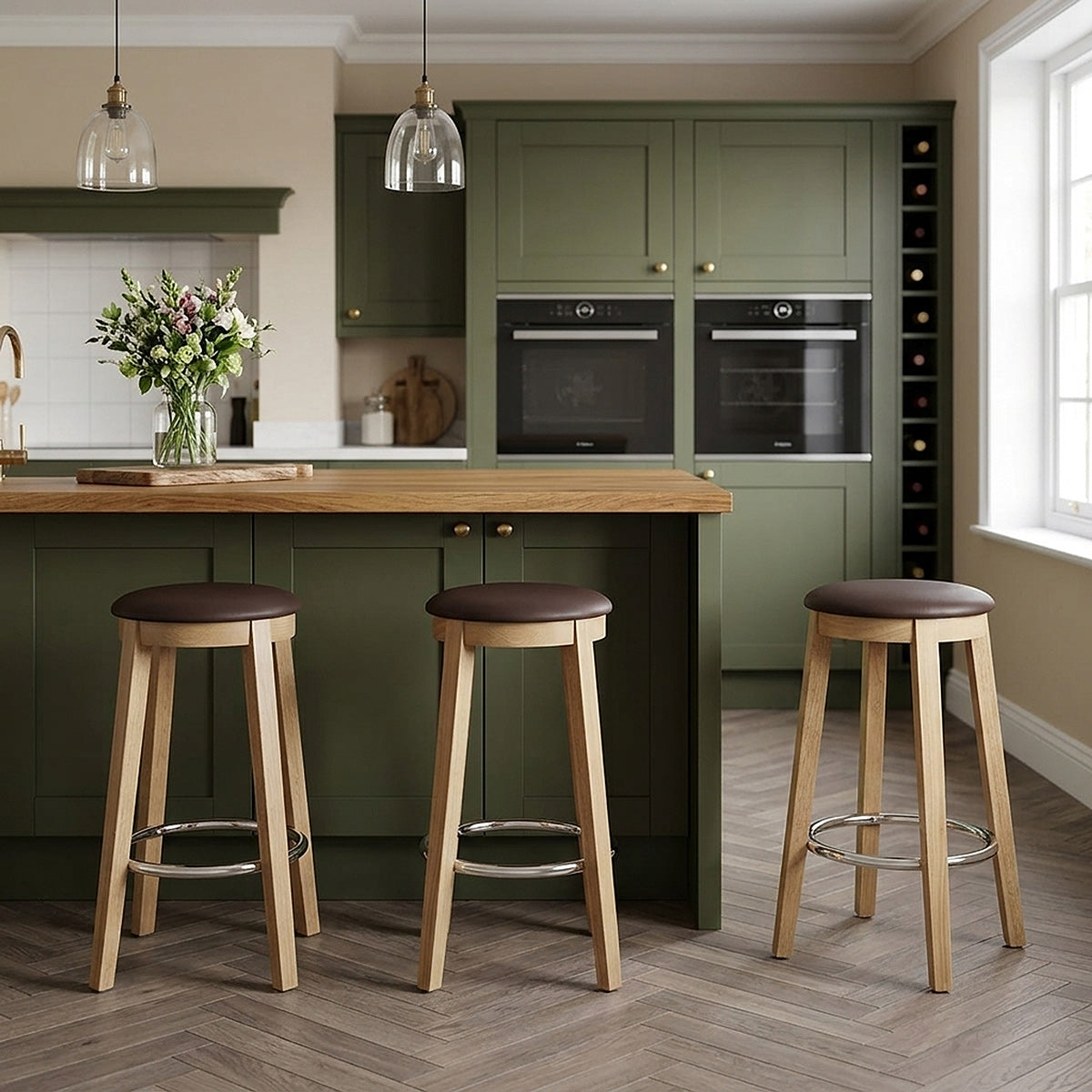 Sgabello Ecopelle Rovere - Ikon Marrone
