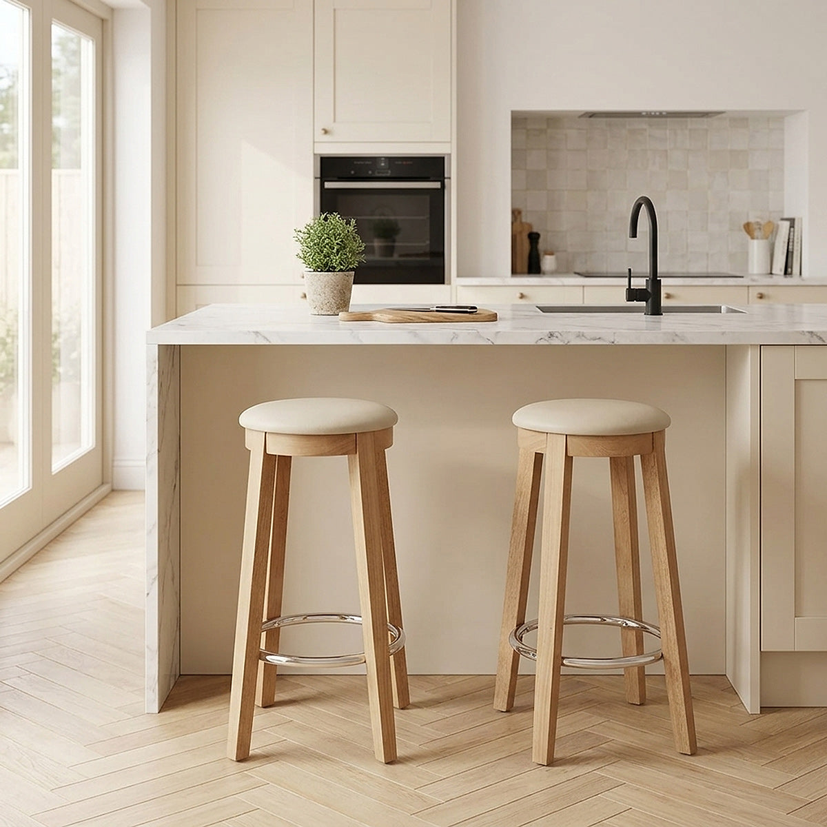 Sgabello Ecopelle Rovere - Ikon Crema