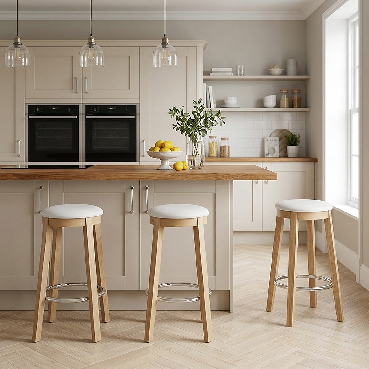 Sgabello Ecopelle Rovere - Ikon Bianco