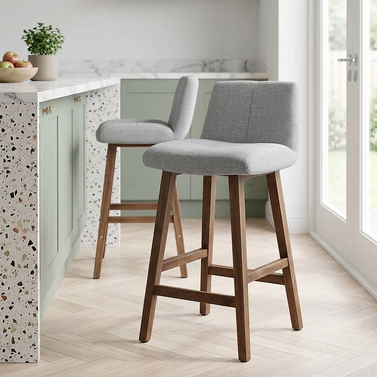 Sgabello Tessuto Legno - Impulse Grigio