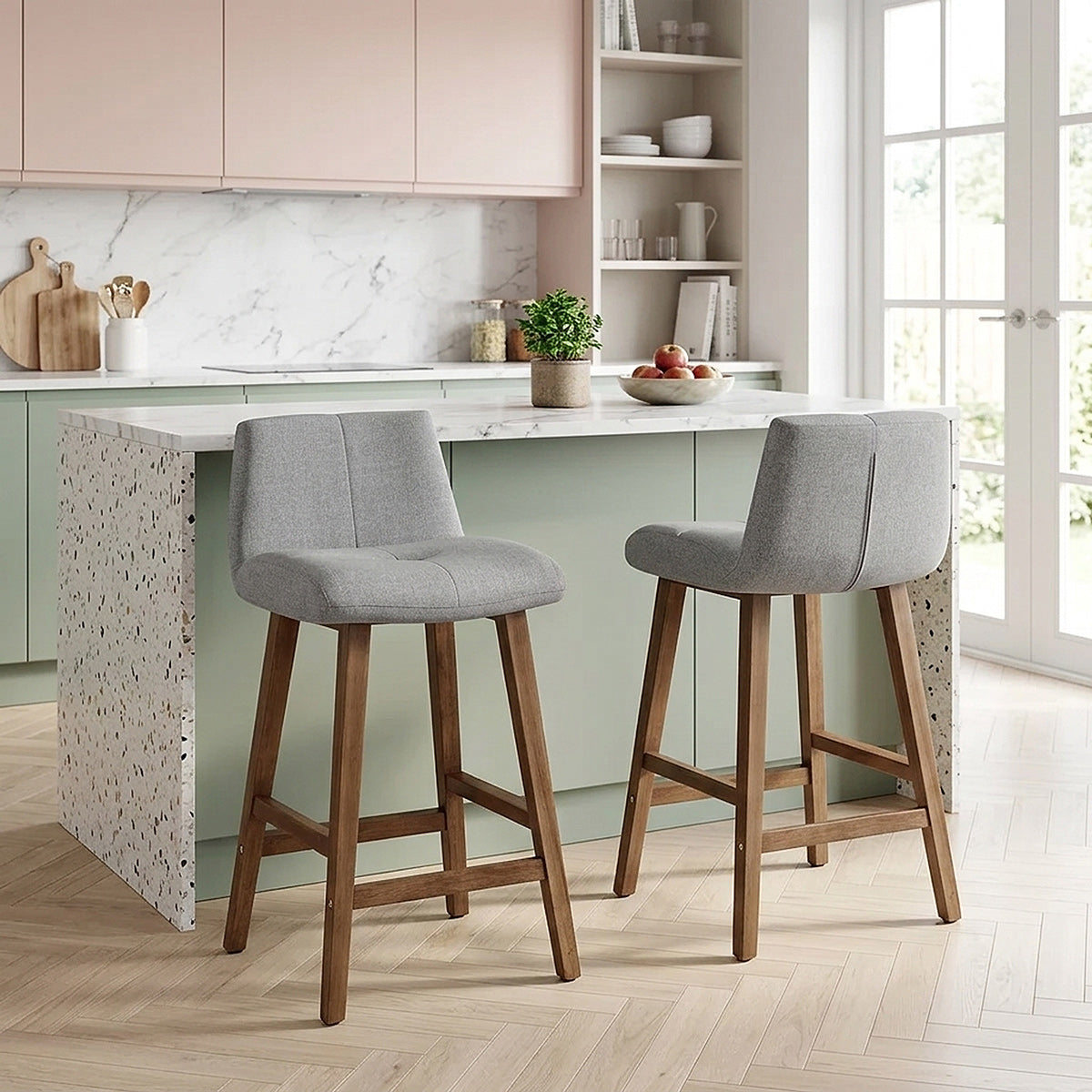 Sgabello Tessuto Legno - Impulse Grigio